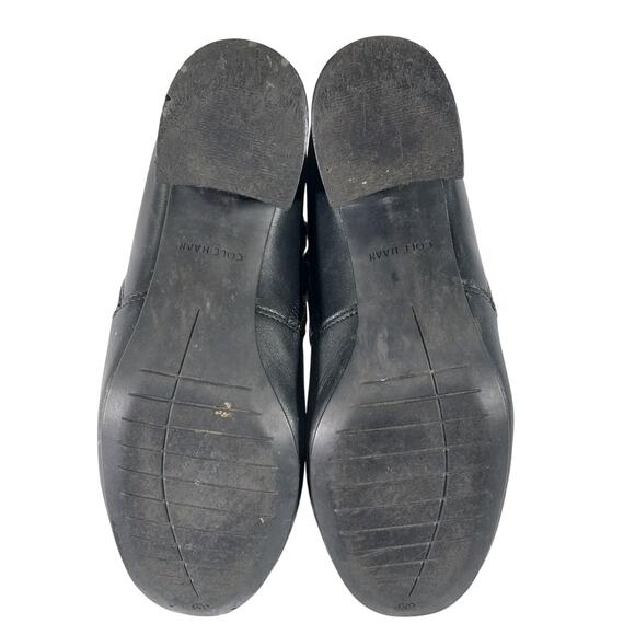 COLE HAAN! BLACK GENUINE LEATHER CHUNKY HEEL, DOUBLE ZIPPER ANKLE BOOTS! SZ 6.5B - Picture 10 of 11